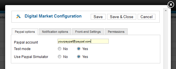 Paypal configuration